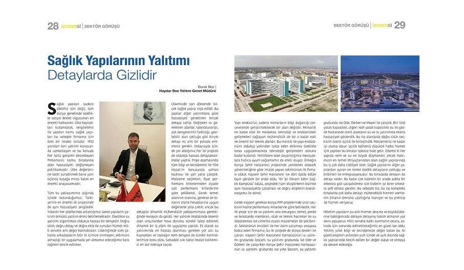 In the 148th Issue of İzodergi: Haydar Boz Insulation