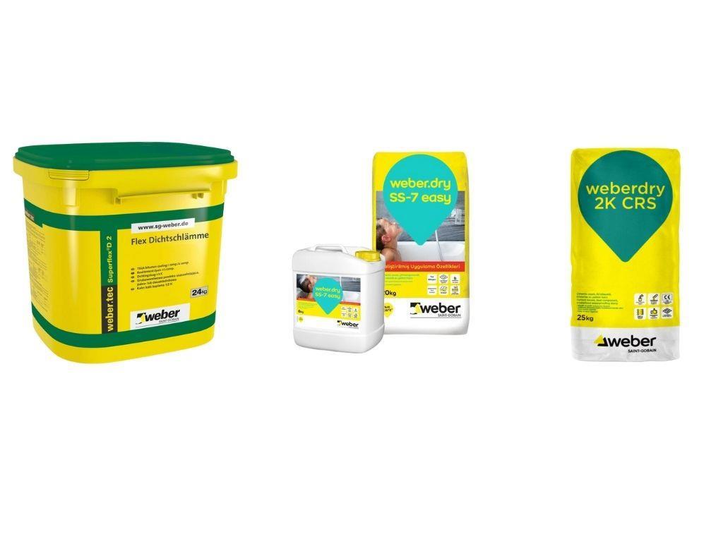 Weber Waterproofing Mortars | 2K CRS, Superflex D 2, Ultraflex T25, SS-7 Easy & Shock Stop